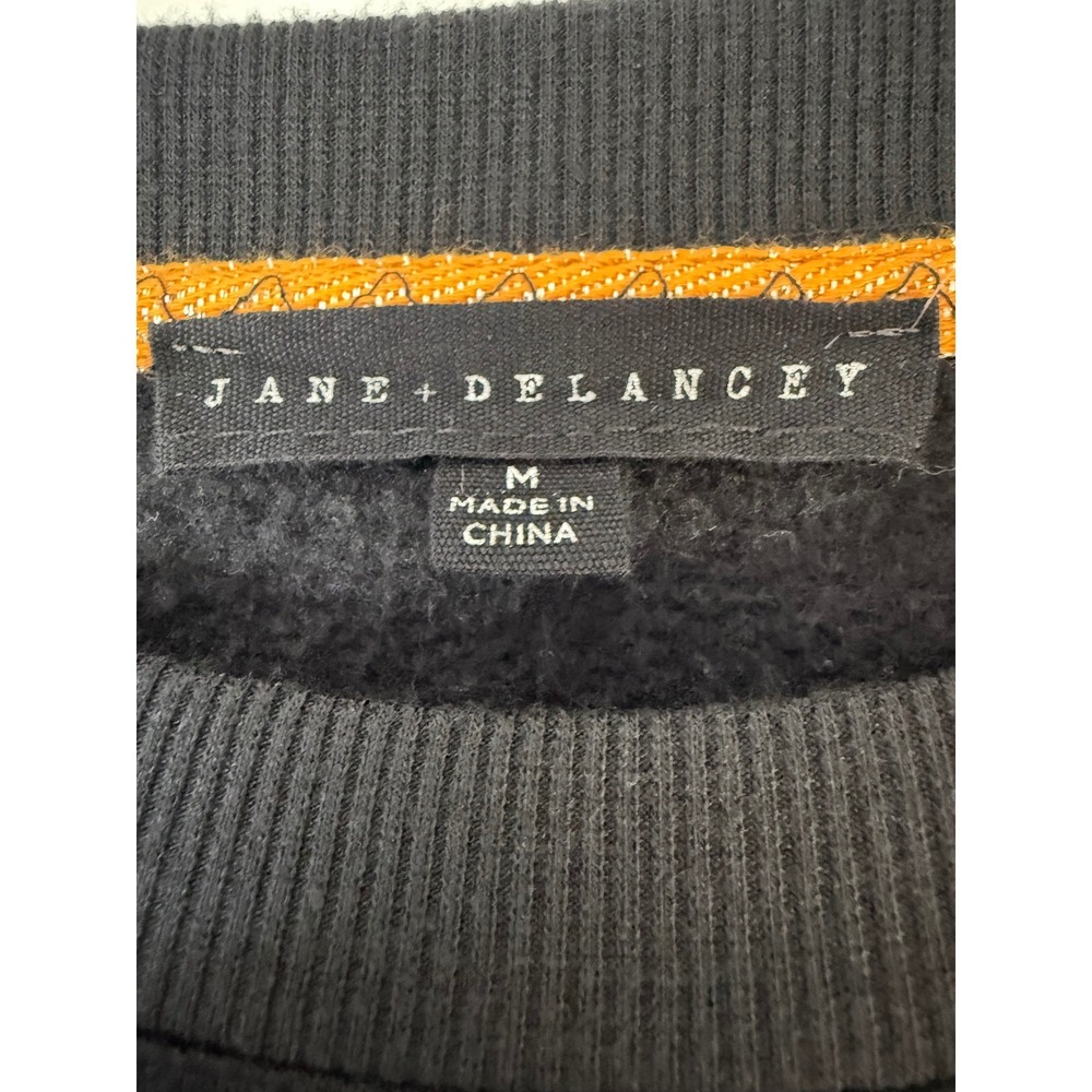 Jane + Delancey Sweatshirt Medium Black Halloween Ghost Dogs Embroidered Fleece - Picture 3 of 4